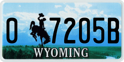 WY license plate 07205B
