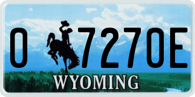 WY license plate 07270E