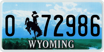 WY license plate 072986