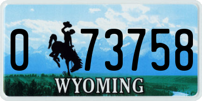 WY license plate 073758