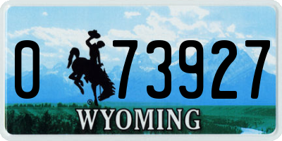 WY license plate 073927