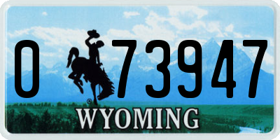 WY license plate 073947
