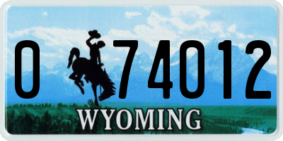 WY license plate 074012