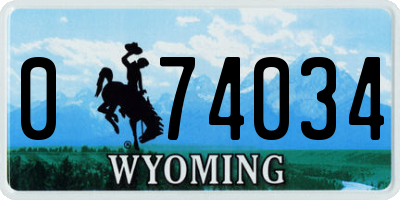 WY license plate 074034