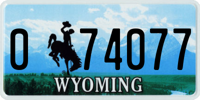 WY license plate 074077