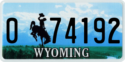 WY license plate 074192