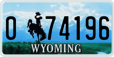 WY license plate 074196