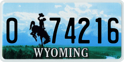 WY license plate 074216