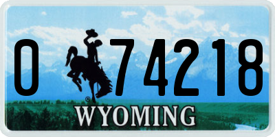 WY license plate 074218