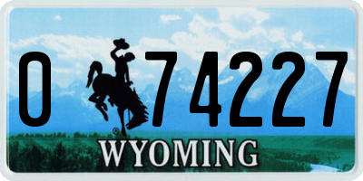 WY license plate 074227