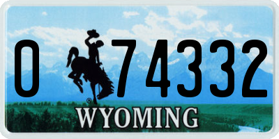 WY license plate 074332