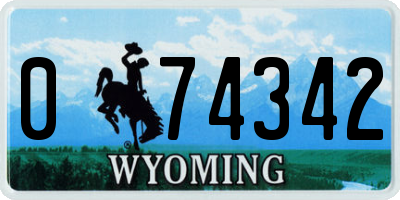 WY license plate 074342