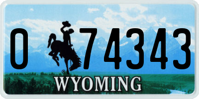 WY license plate 074343