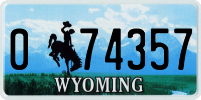 WY license plate 074357
