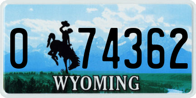 WY license plate 074362
