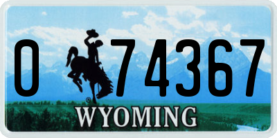 WY license plate 074367