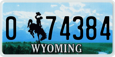 WY license plate 074384