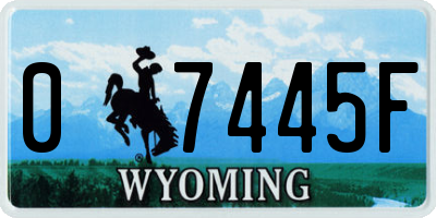 WY license plate 07445F