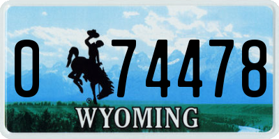 WY license plate 074478