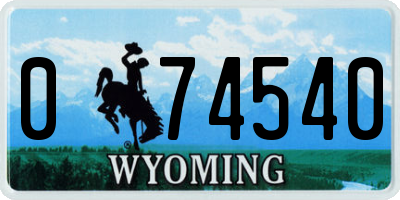 WY license plate 074540