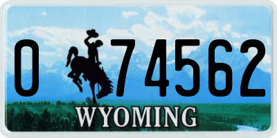 WY license plate 074562