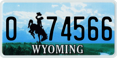 WY license plate 074566