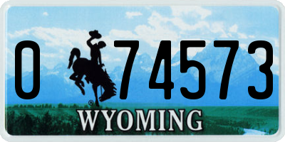 WY license plate 074573