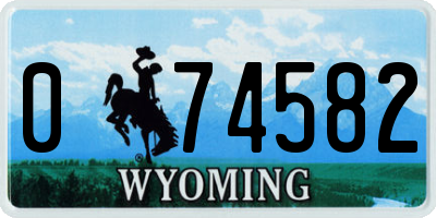 WY license plate 074582