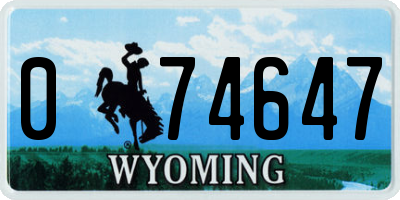 WY license plate 074647