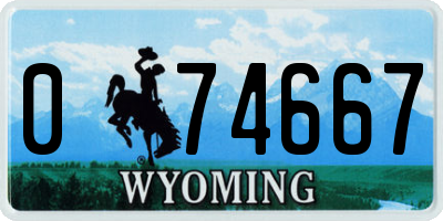 WY license plate 074667