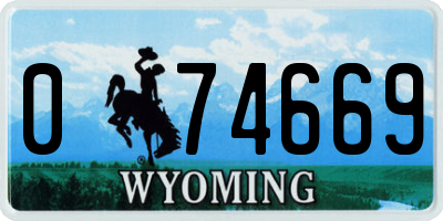 WY license plate 074669