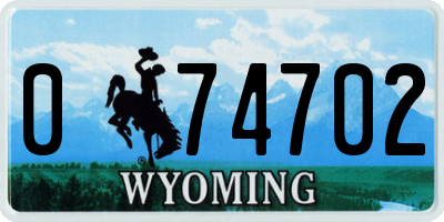 WY license plate 074702
