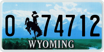 WY license plate 074712