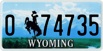 WY license plate 074735