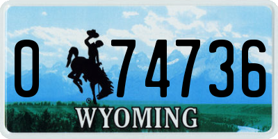 WY license plate 074736