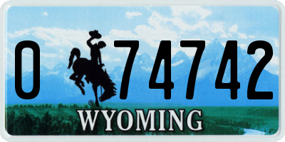 WY license plate 074742