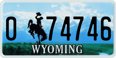 WY license plate 074746