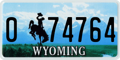 WY license plate 074764