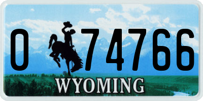 WY license plate 074766