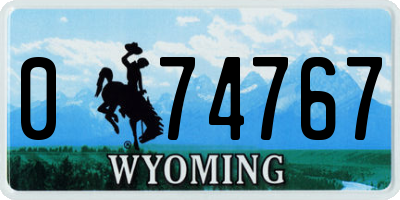 WY license plate 074767