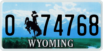 WY license plate 074768