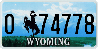 WY license plate 074778