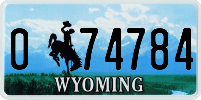 WY license plate 074784