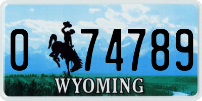 WY license plate 074789