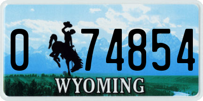 WY license plate 074854