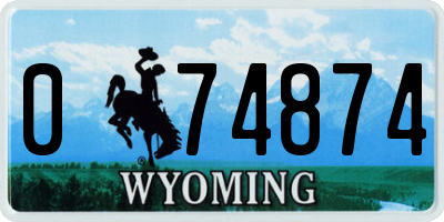 WY license plate 074874