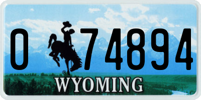 WY license plate 074894