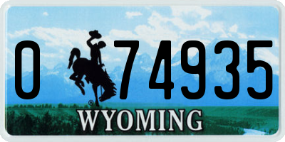 WY license plate 074935