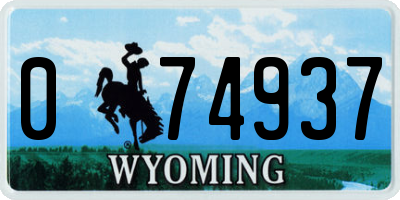 WY license plate 074937