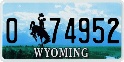 WY license plate 074952